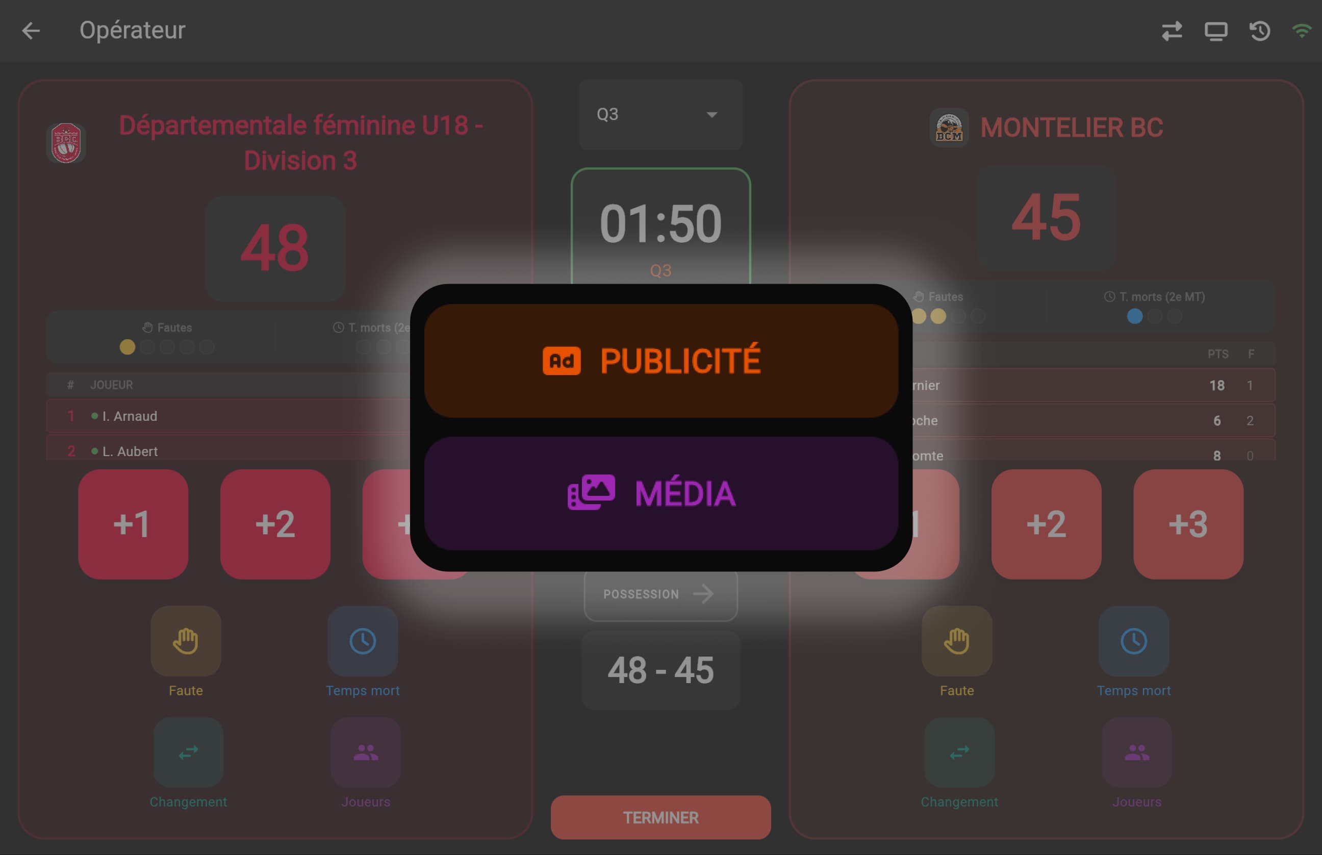 Animations & célébrations joueurs