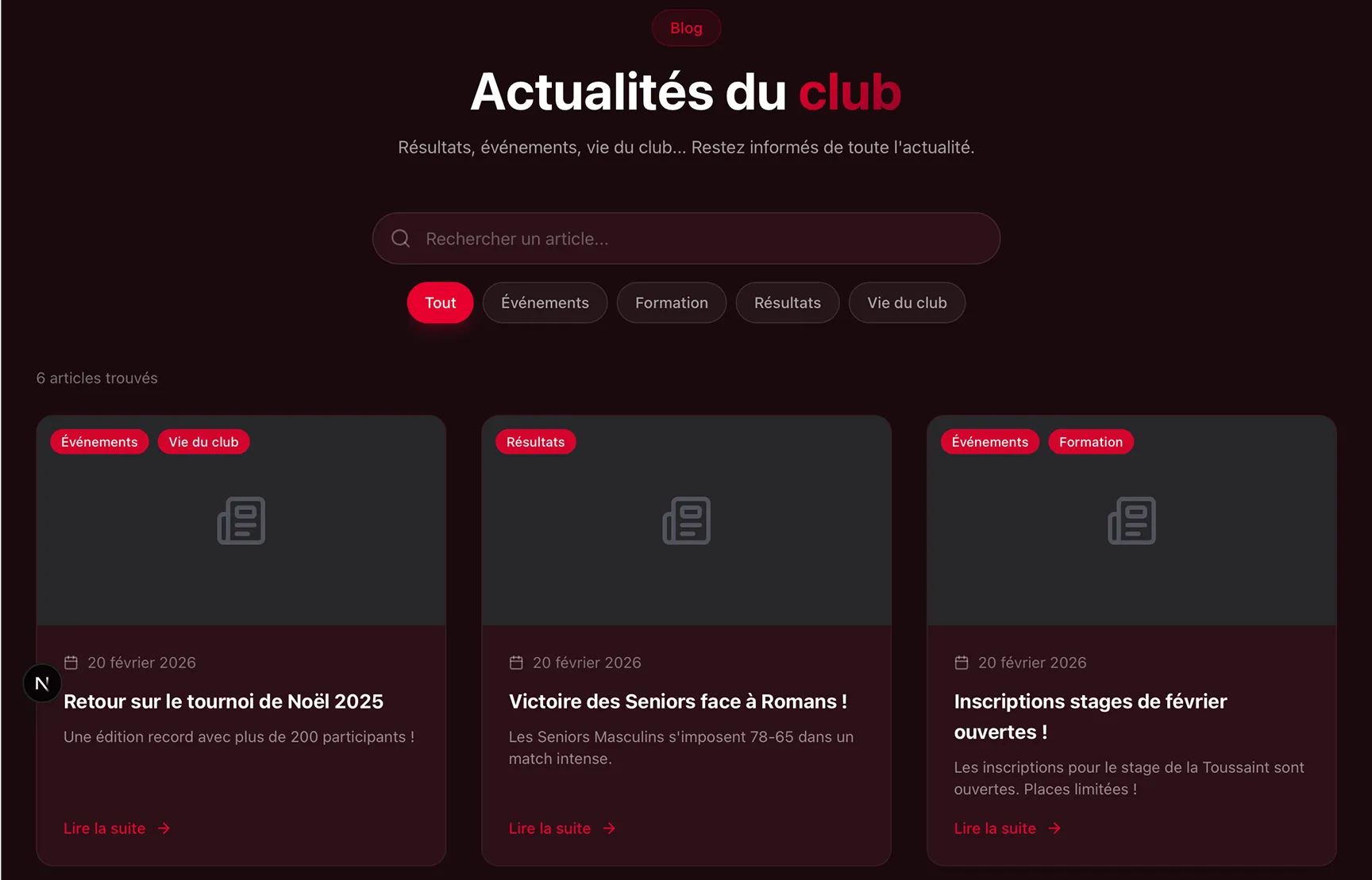 Actualités & blog du club
